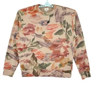 AG Adriano Goldschmied Womens Watercolor Floral Print Crewneck Sweatshirt Size M